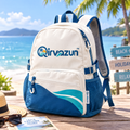 Qirvazun™ Ocean Wave Travel Backpack - Lightweight Casual Daypack with Breathable Mesh Straps &amp; Water Bottle Pockets for Beach, Vacation &amp; Daily Use