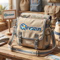 Qirvazun™ Unisex Vintage Canvas Messenger Bag – Casual Crossbody Travel Satchel with Coastal Print Lining &amp; Adjustable Strap
