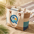 Qirvazun™ Large Canvas &amp; Woven Straw Beach Tote Bag with Soft Rope Handles