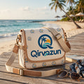 Qirvazun™ Coastal Canvas Crossbody Bag – Tropical Print Flap Shoulder Bag with Braided Trim &amp; Adjustable Strap