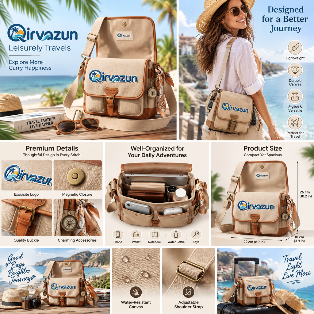 Qirvazun™ Vintage Canvas Travel Messenger Bag | Casual Crossbody Shoulder Satchel for Outdoor &amp; Leisure